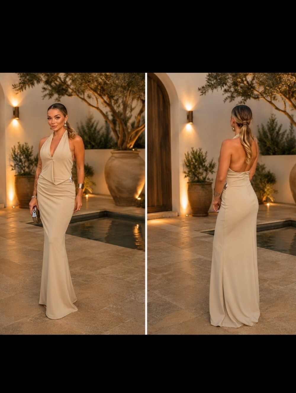 Zara Shell Halter Maxi Dress Size M ans XS - Picture 5 of 16